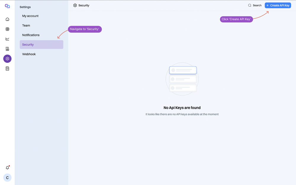 Create API Key button