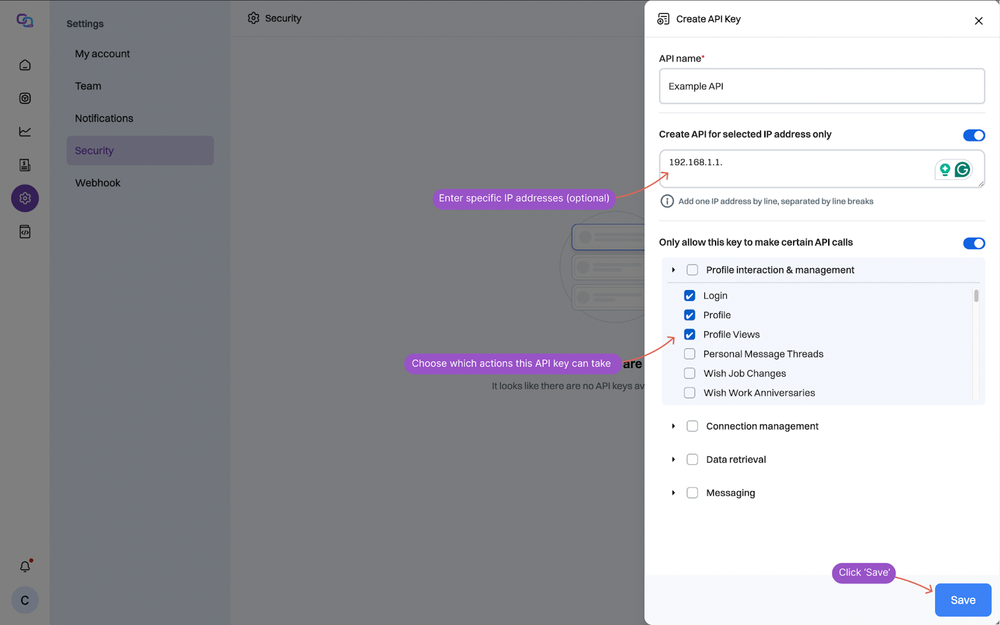 Customize key permissions