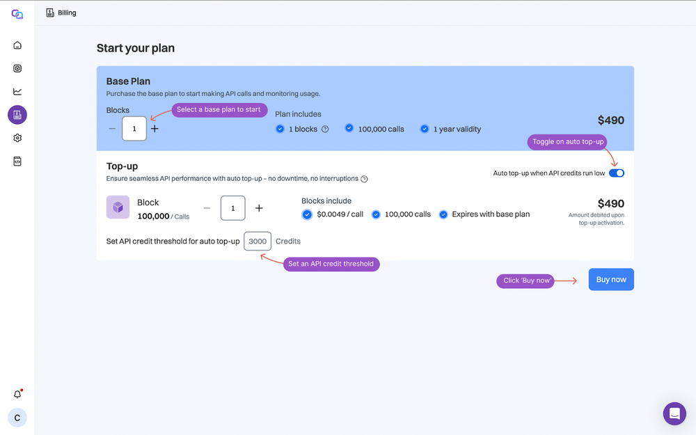 Auto top-up settings